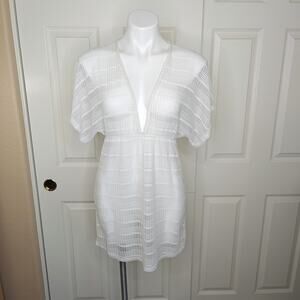 Jordan Taylor chevron V-neck textured tunic swim coverup sz S NWT